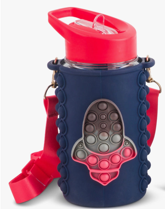 Bubble Water Bottle - Navy/Red Rocket