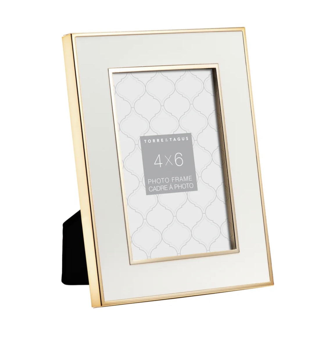 Picture Frame - Gold Trim White Enamel 4 x 6"