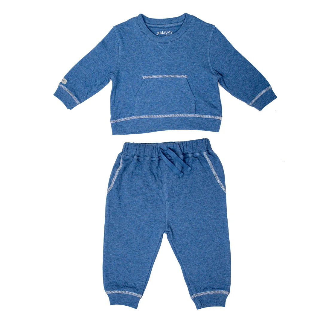 Baby Two-Piece Jogger Set - Denim Fleck