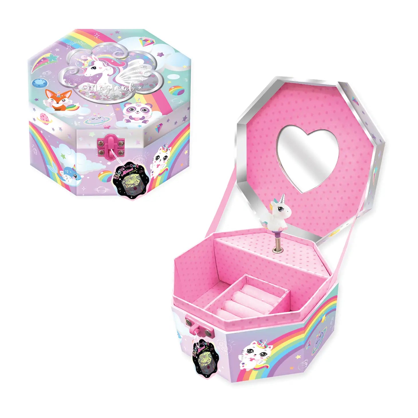Musical Jewelry Box with Figurine, Glow in the Dark
