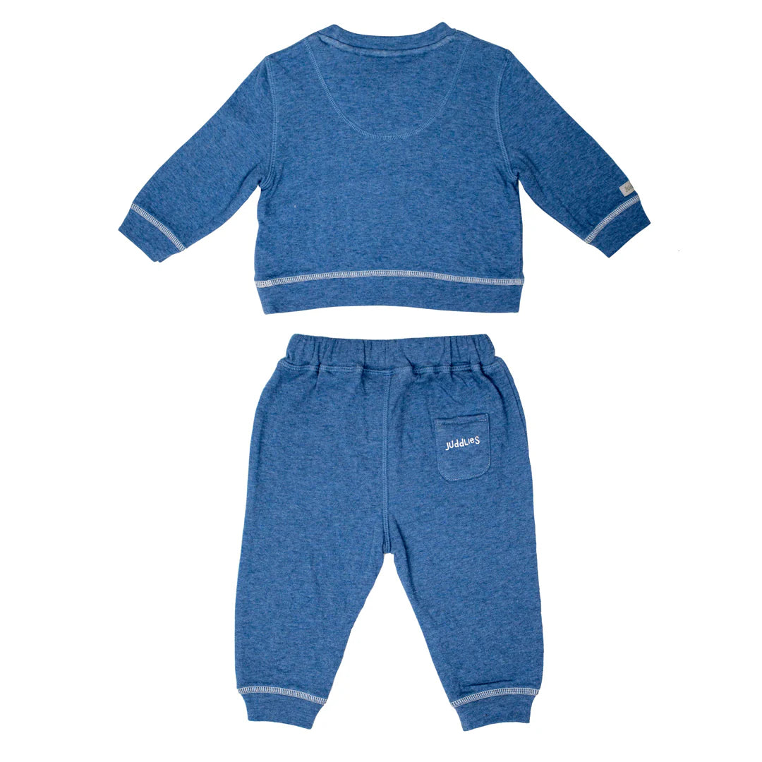 Baby Two-Piece Jogger Set - Denim Fleck