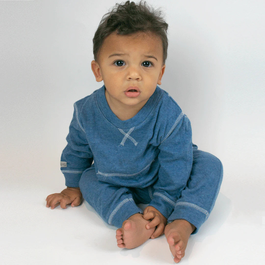 Baby Two-Piece Jogger Set - Denim Fleck