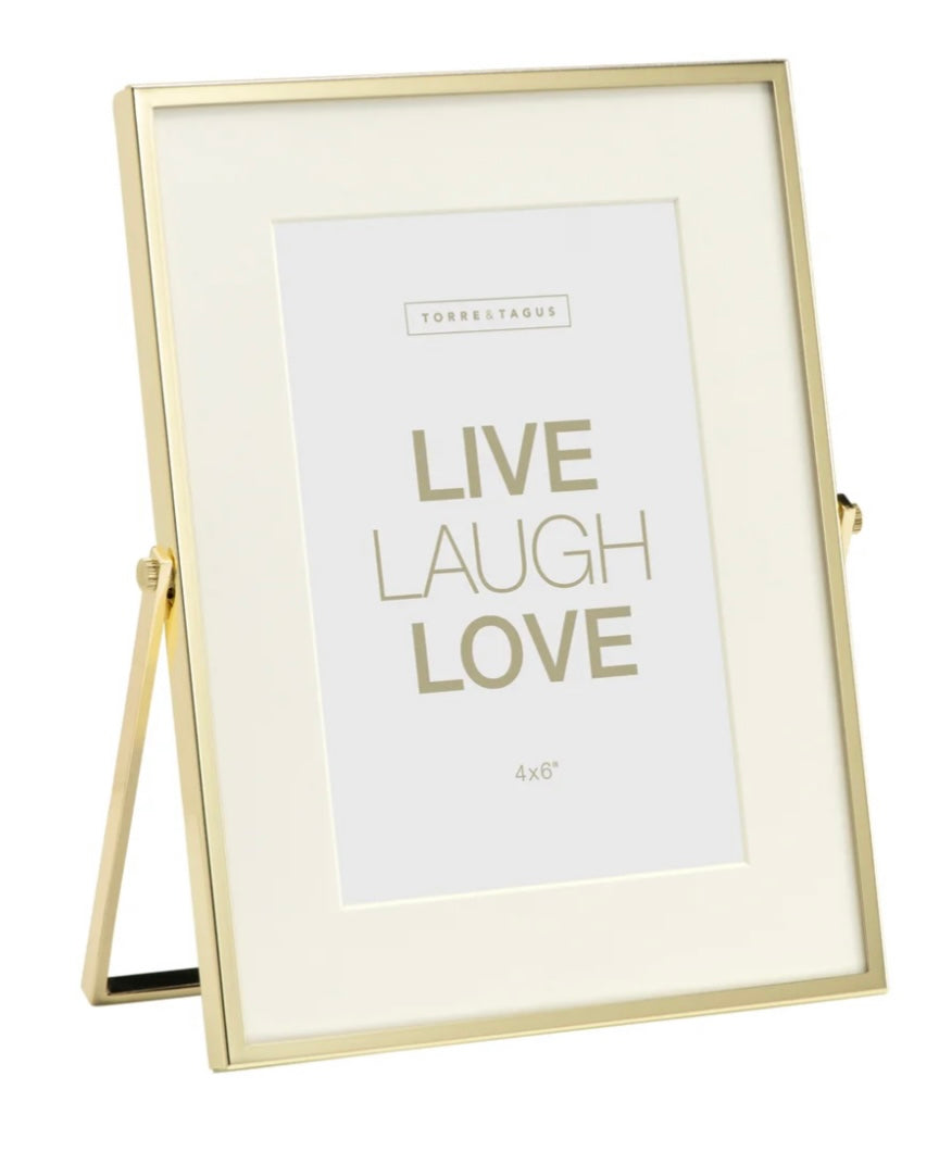 Picture Frame - Easel Gold Trim Matte 4 x 6"