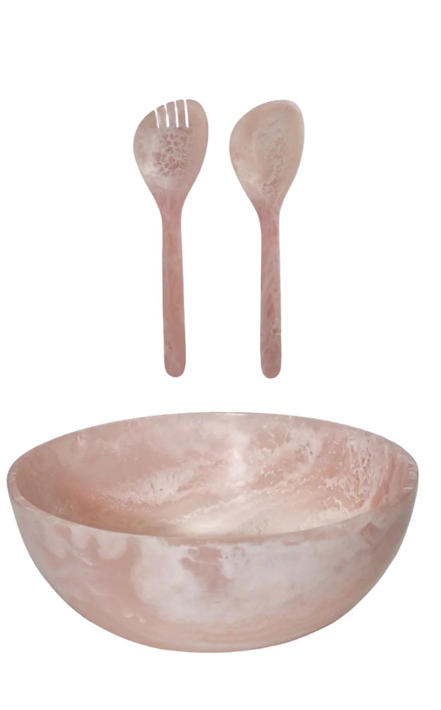 Radiant resin salad bowl and servers set - blush