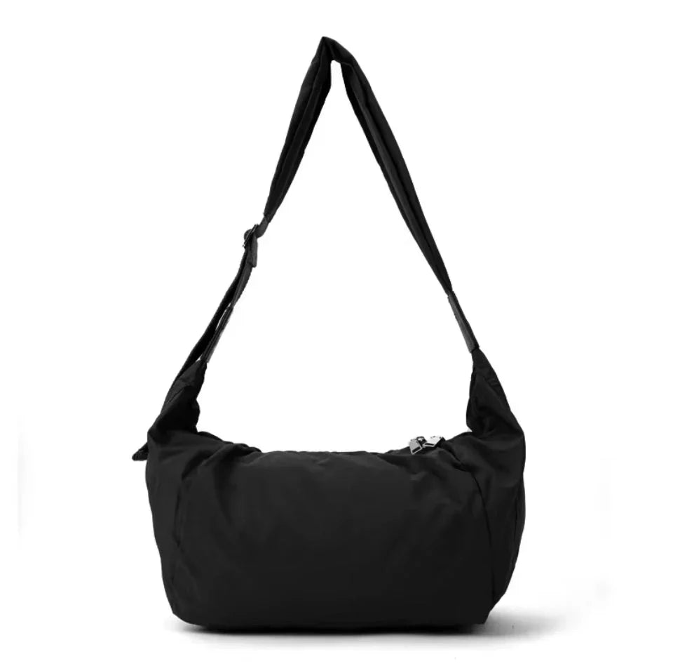 Crescent hobo nylon sling bag - black