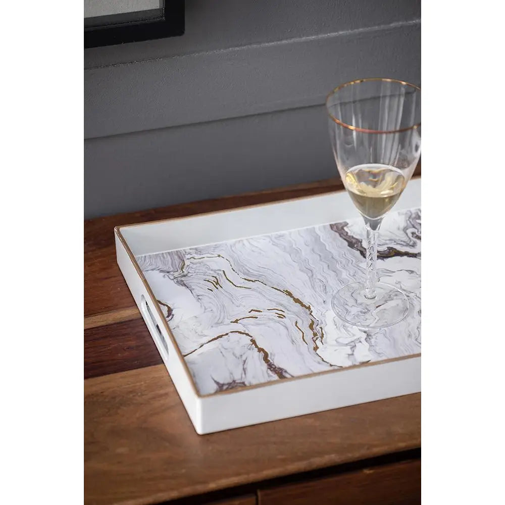 White Marble design decorative tray - Medium