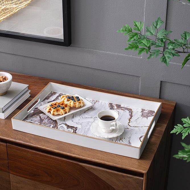 White Marble design decorative tray - Medium