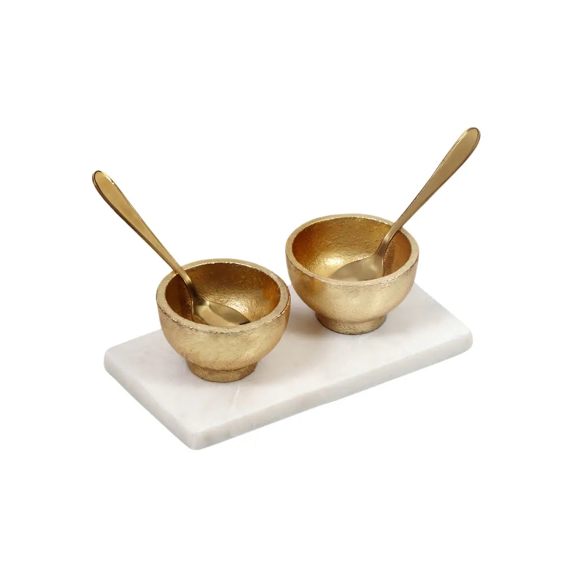 Marble and Gold Salt Dish with Spoon