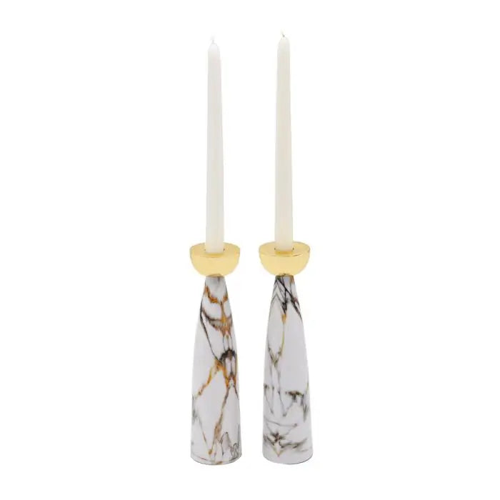 Set of 2 Marble Fusion Shabbat Candlesticks