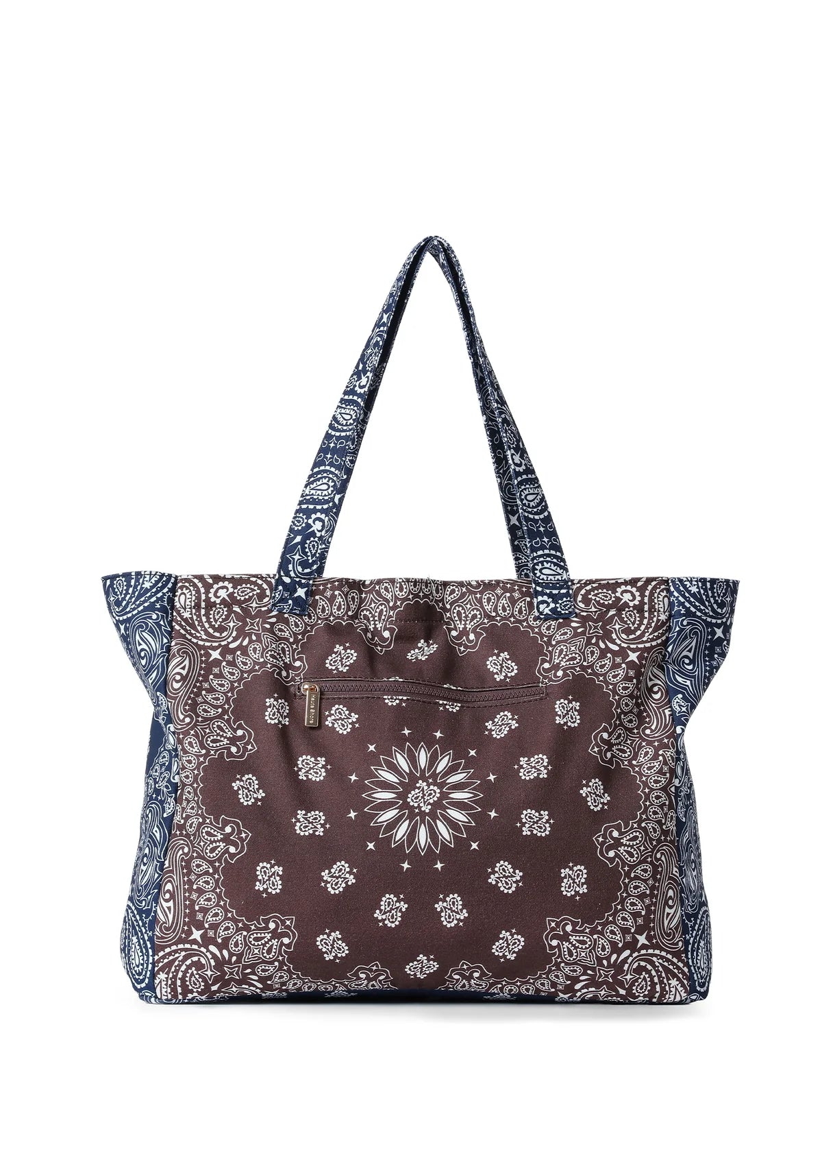 Large BANDANA TOTE - brown/navy