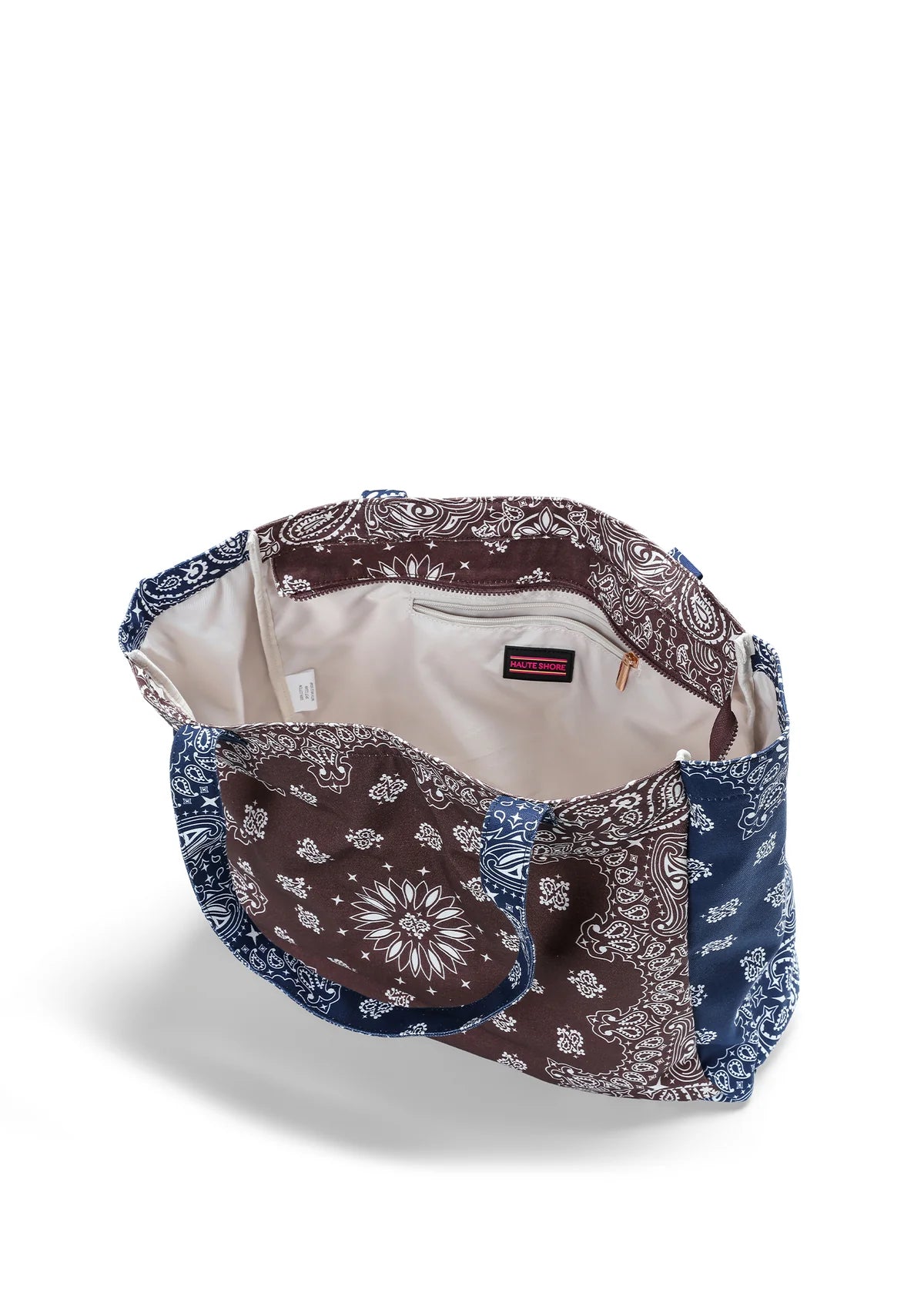 Large BANDANA TOTE - brown/navy