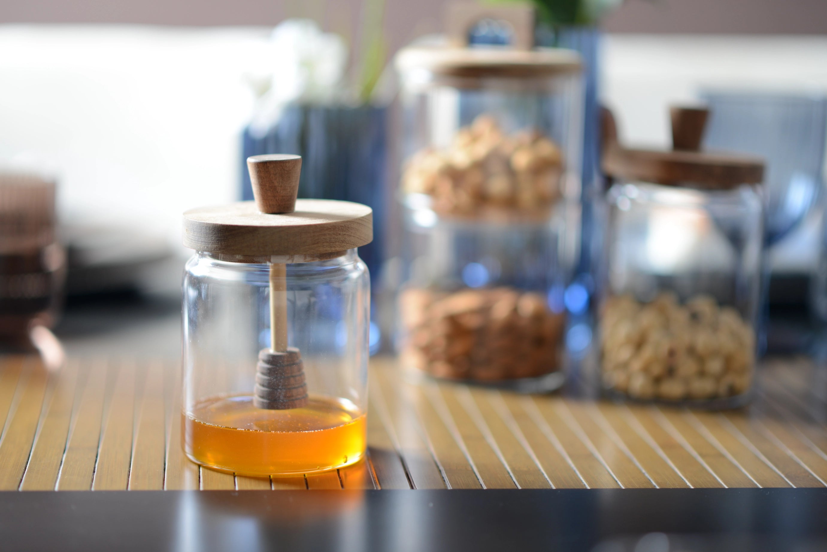 Glass Honey Jar with Wooden Lid