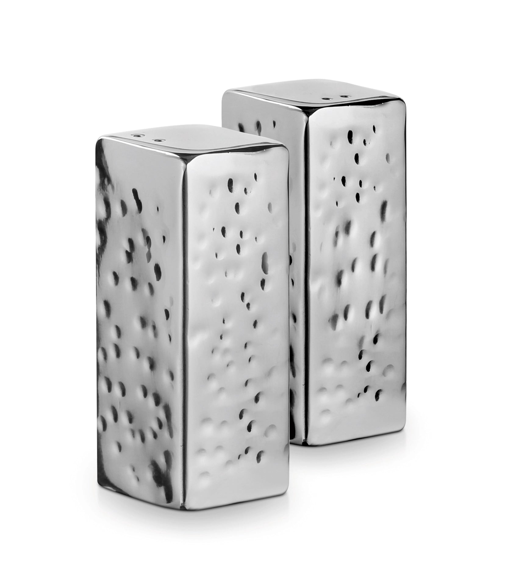 Hammered Stainless Steel Salt and Pepper Shakers