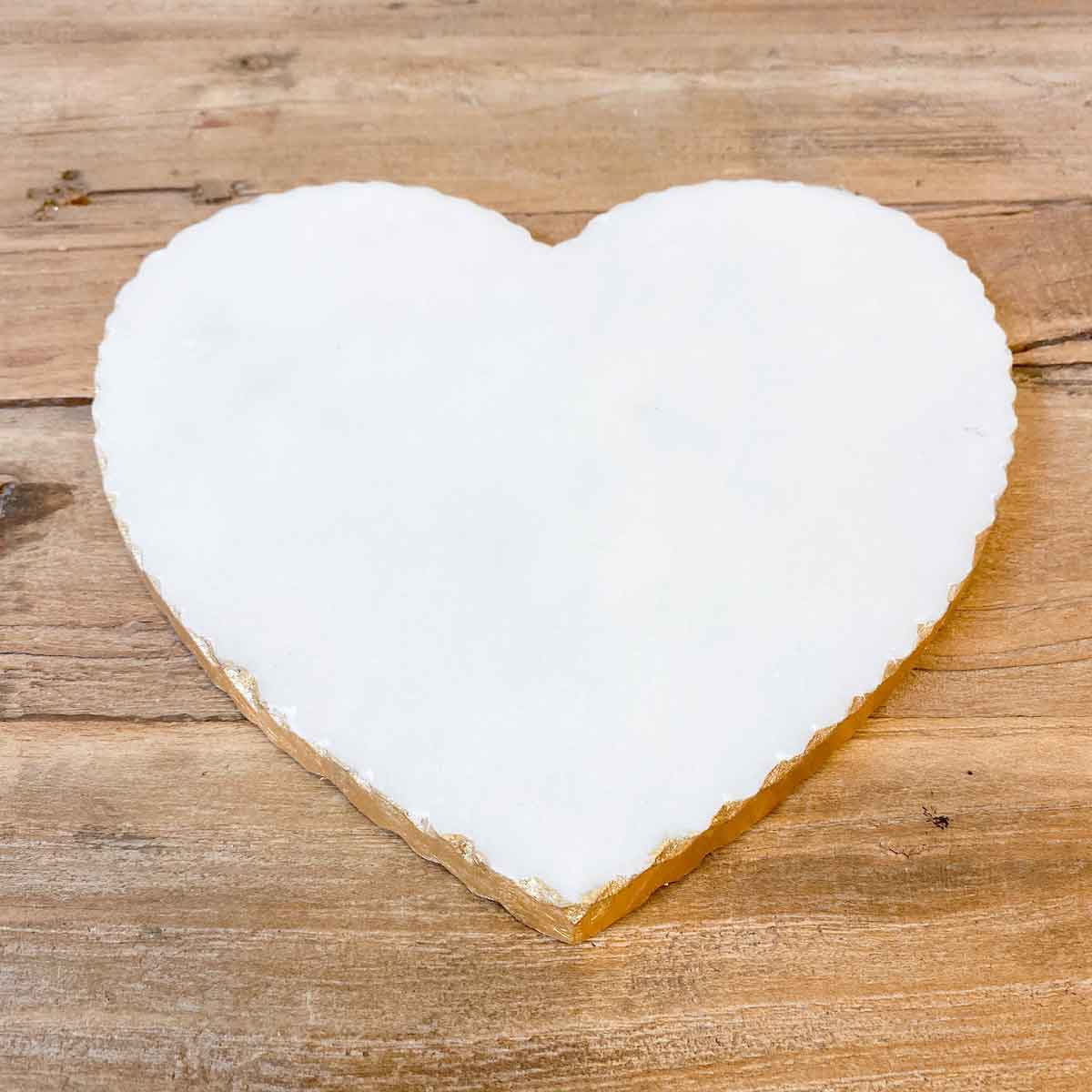 Heart Shaped Marble Serving Board White/Gold