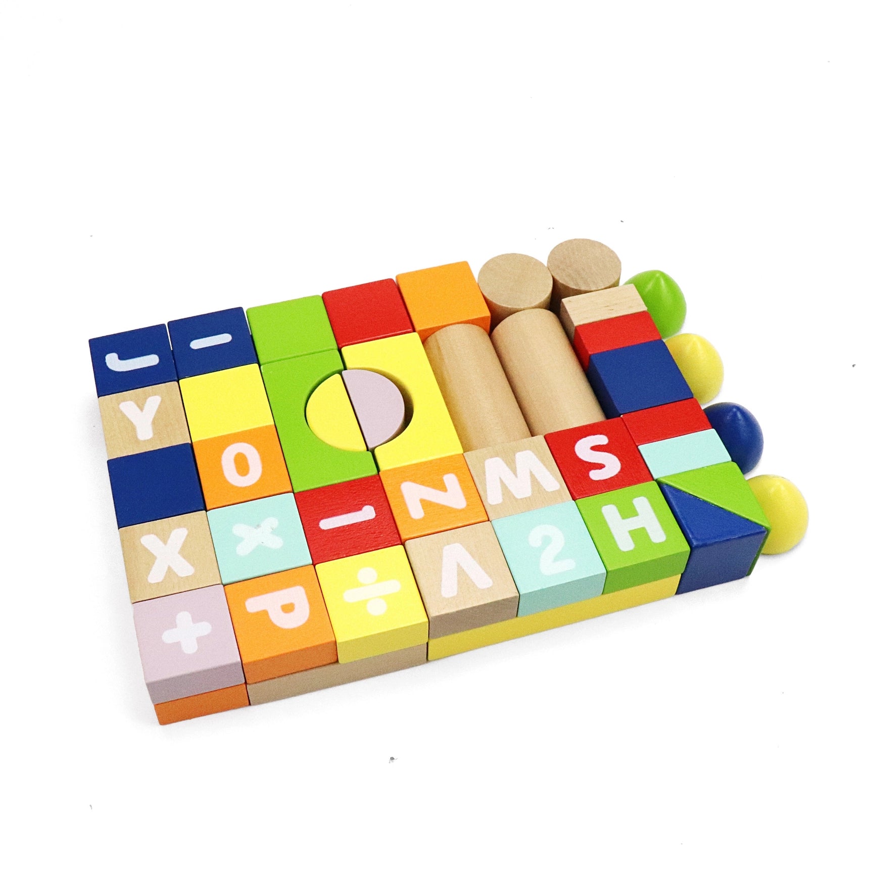 Count and Spell Block Set, 50-Piece Wooden Number and Letter Stacking Toy Kit