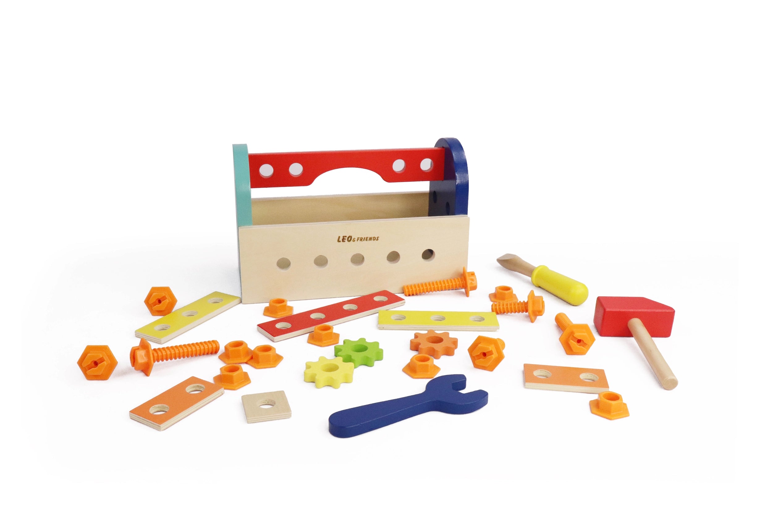 ‘My First Tool Box’ Kit of 28 Wooden Pieces, Made For 3-Year-Olds and Older