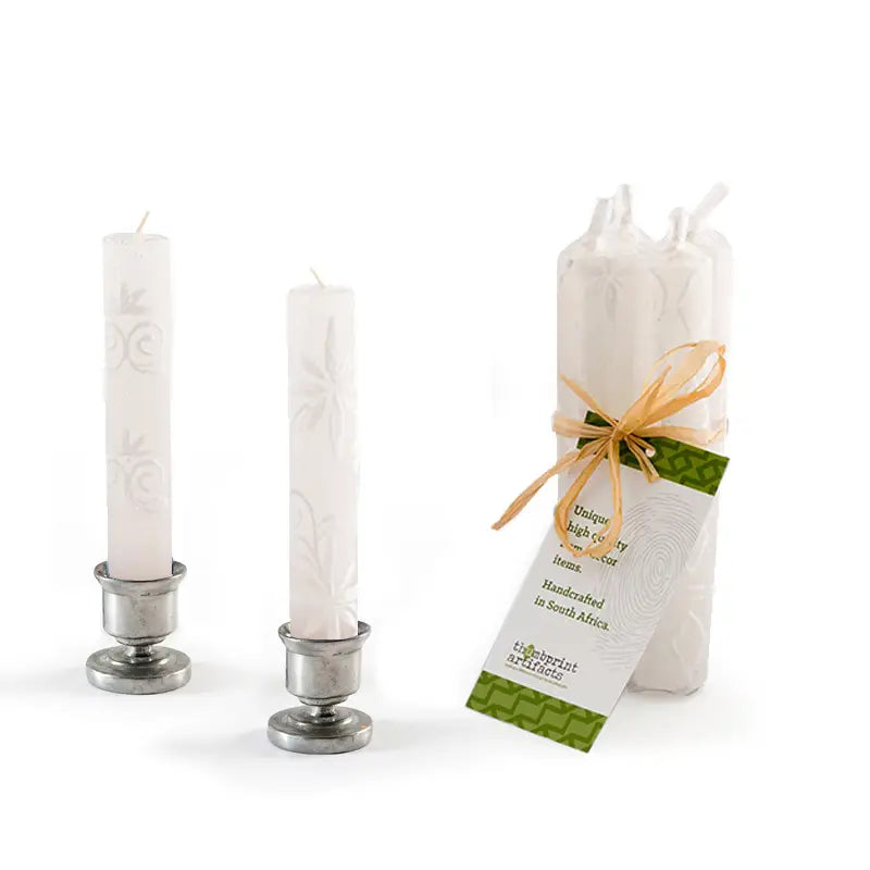 White on White Shabbat Candles - set of 4