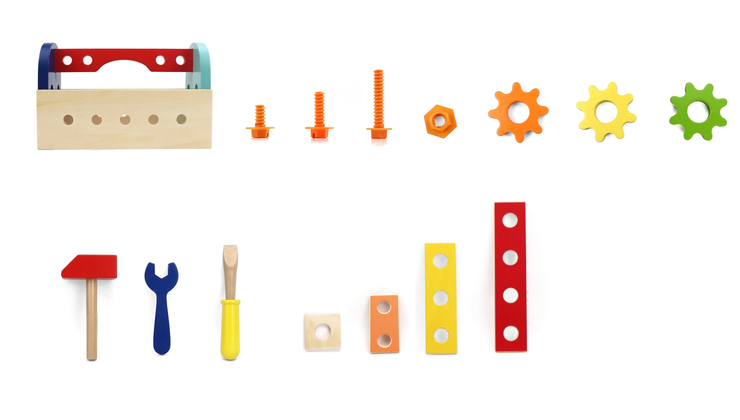 ‘My First Tool Box’ Kit of 28 Wooden Pieces, Made For 3-Year-Olds and Older