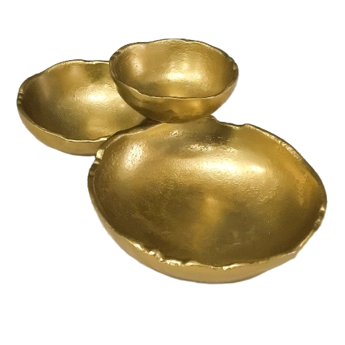 Gold Textured Aluminum 3-Bowl Cluster Dish