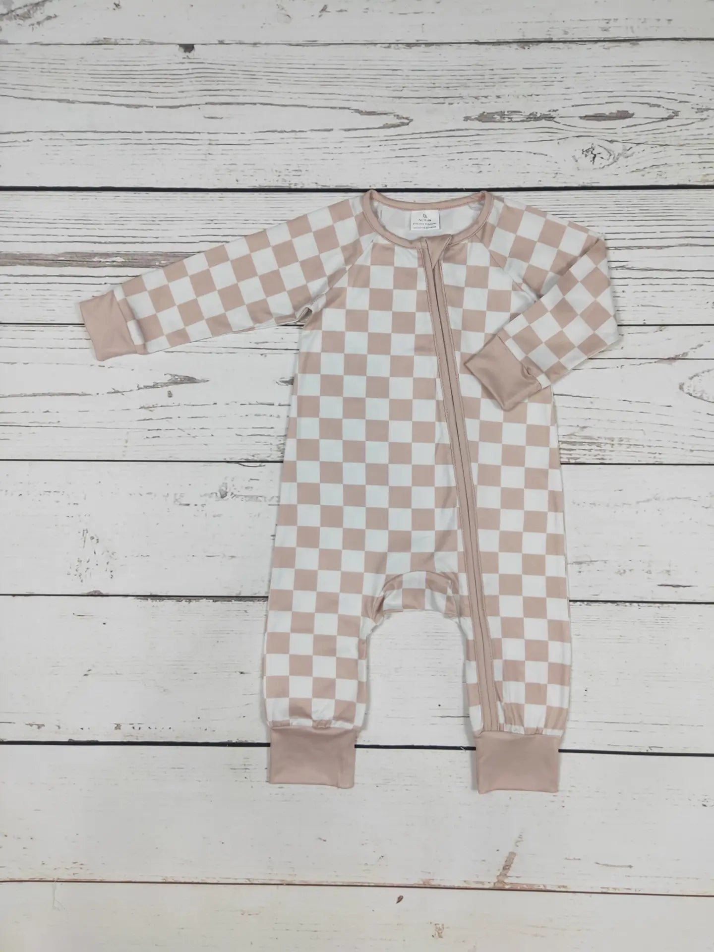 Tan Checkered Zippered Sleeper