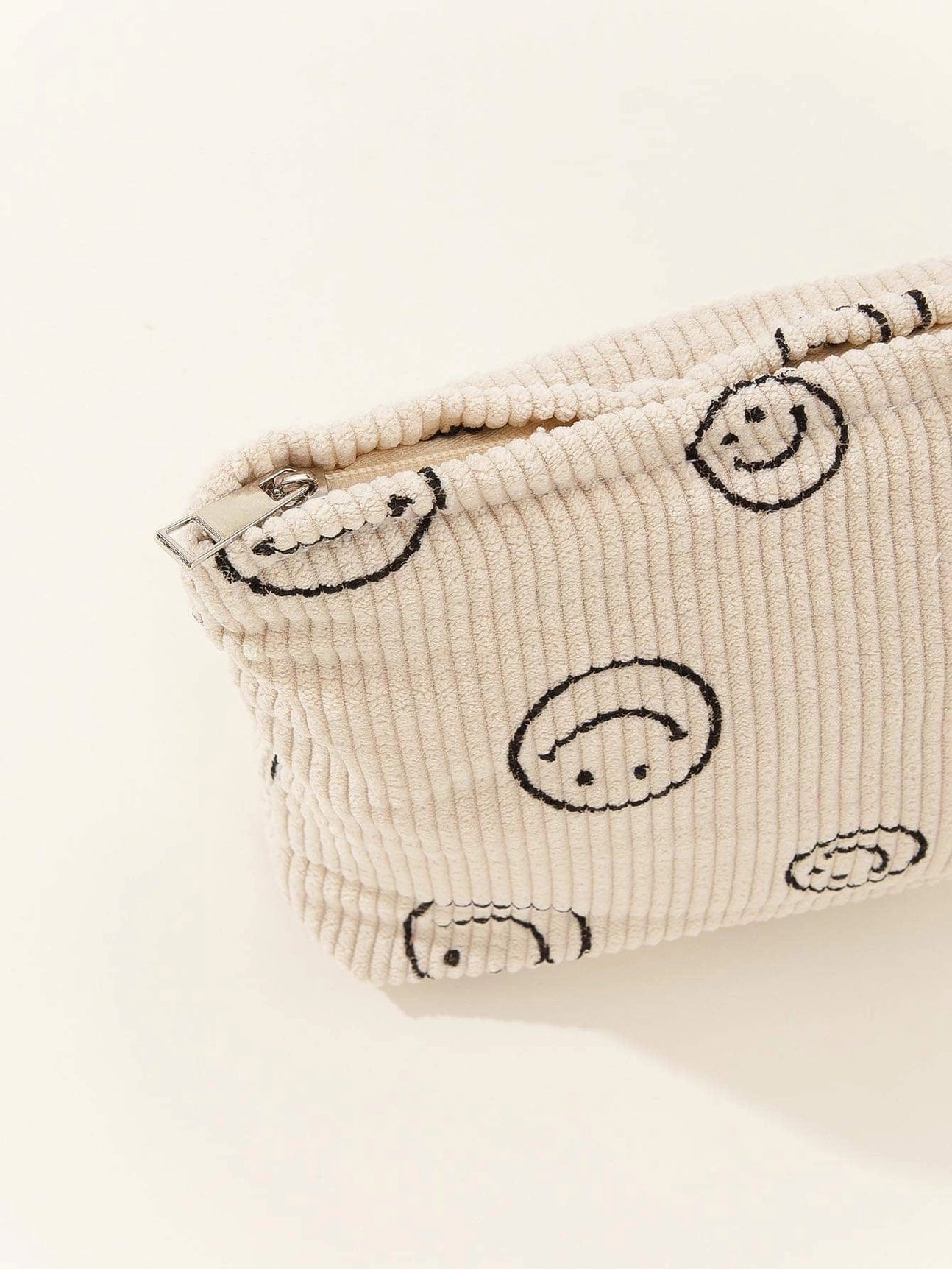 Corduroy Smile Cosmetic Bag - Cream