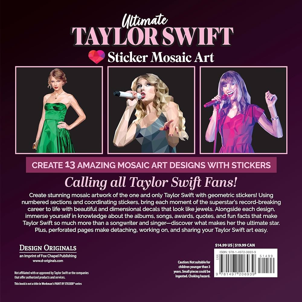 Sticker ultime en mosaïque de Taylor Swift : 13 motifs audacieux en mosaïque et faits amusants