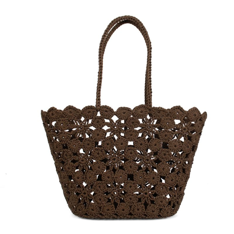 Crochet Flower tote - espresso