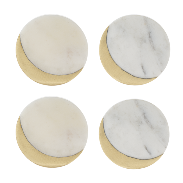 Marble White Coaster with gold Accent (4 pc. set)