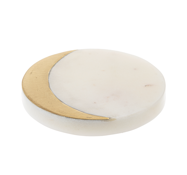 Marble White Coaster with gold Accent (4 pc. set)