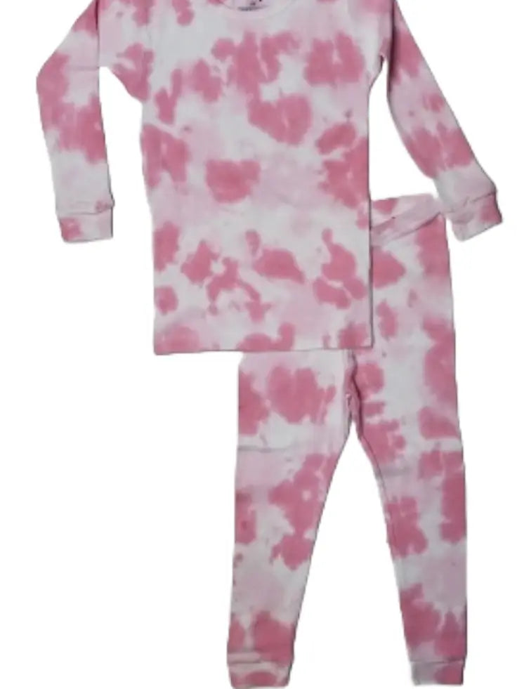 Toddler and kids tie dye pyjama set - pink