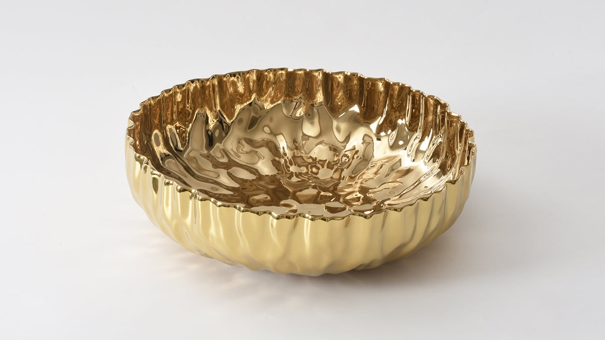 Pampa Bay Mascali Bianca XL Shallow Bowl (GOLD)