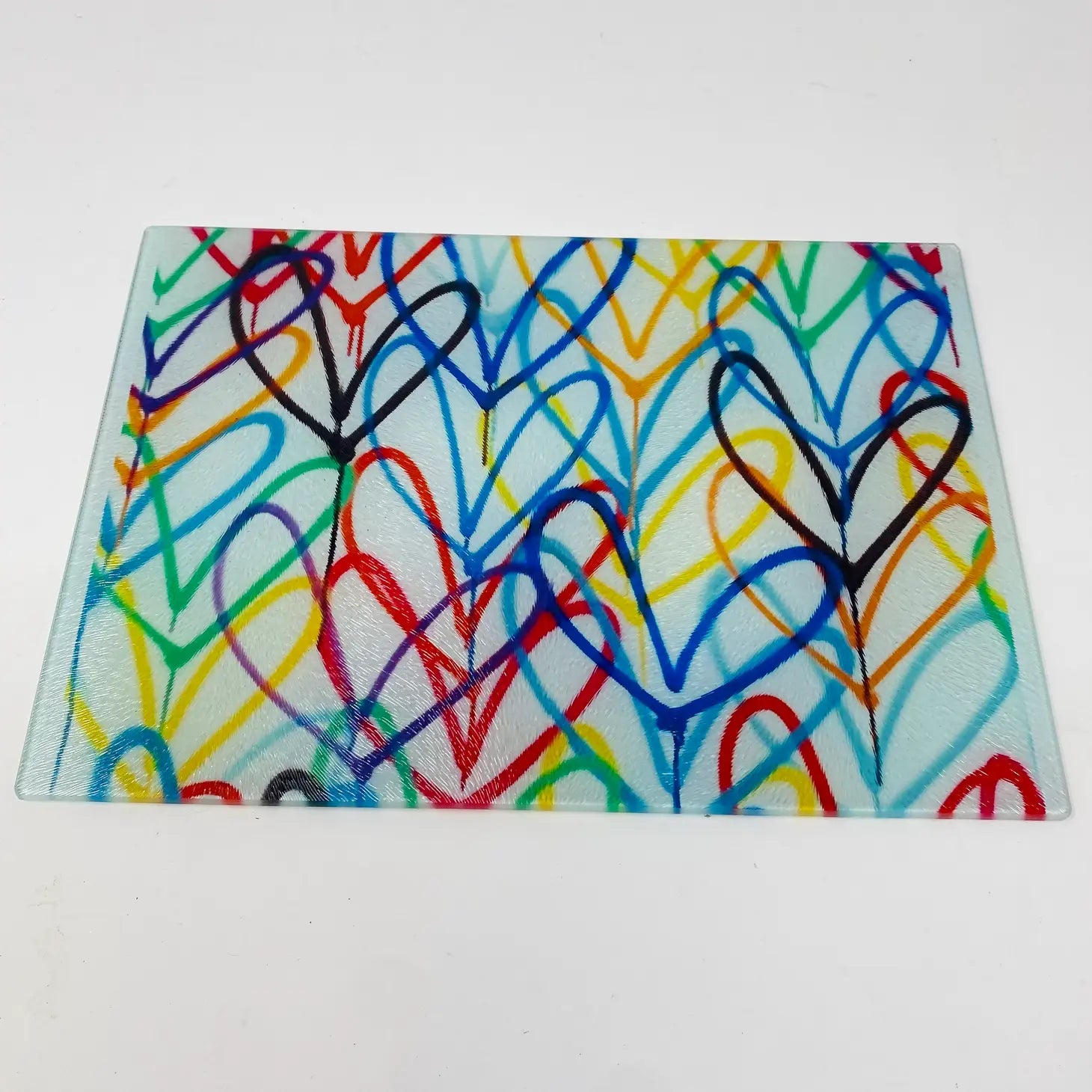 Colorful Graffiti Hearts Cutting Board