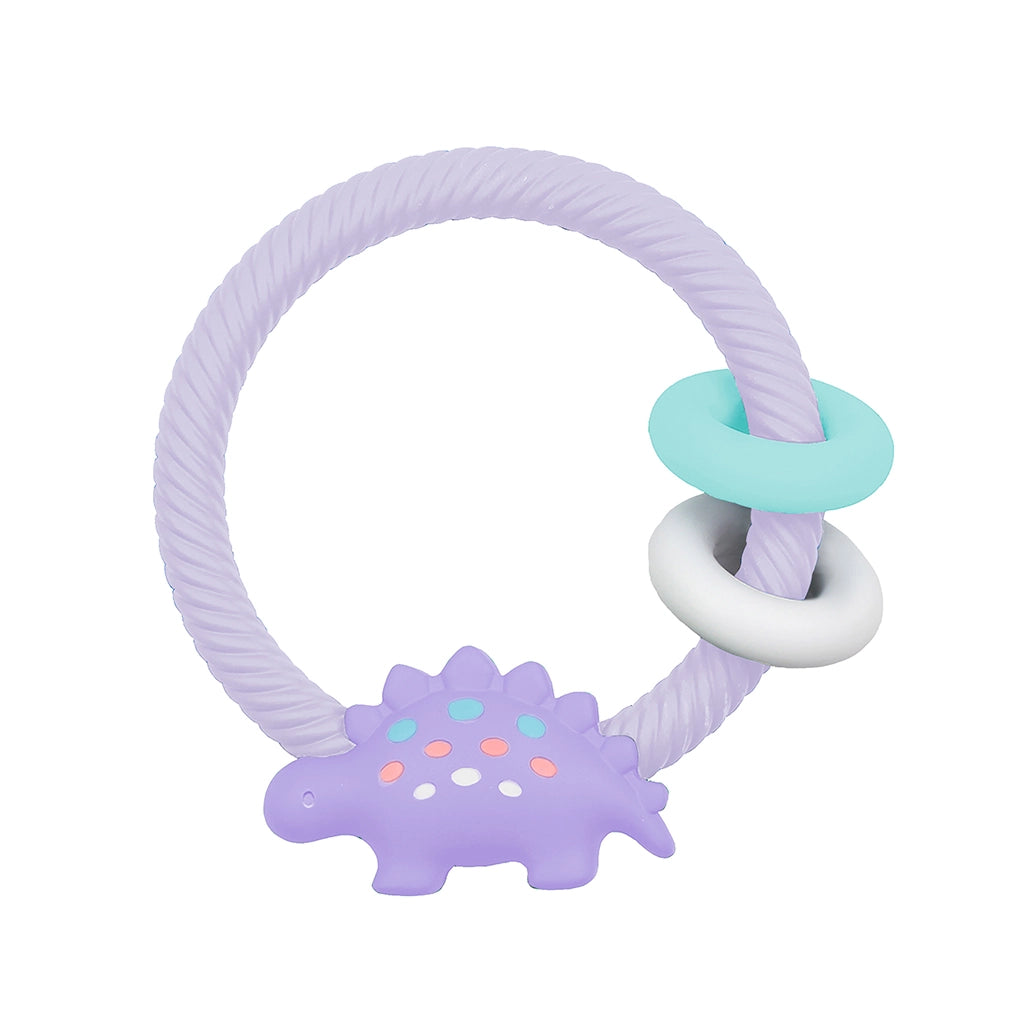Rattle Silicone Teether - lilac dino