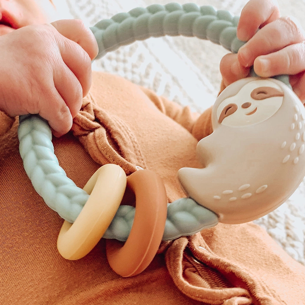 Silicone Teether RATTLE  - blue sloth