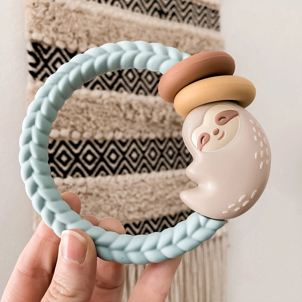 Silicone Teether RATTLE  - blue sloth