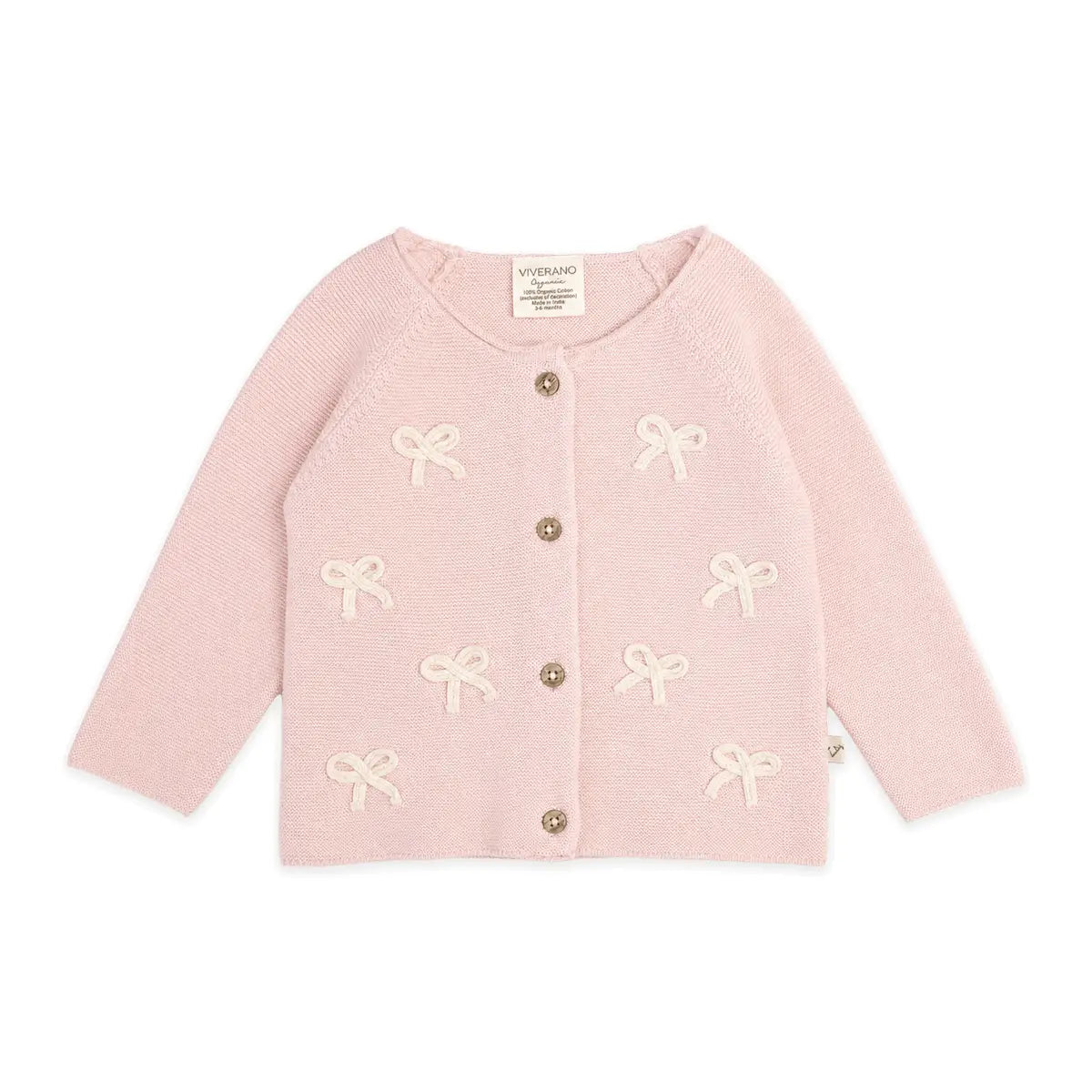 Gilet bébé en maille avec nœud papillon et boutons (bio)