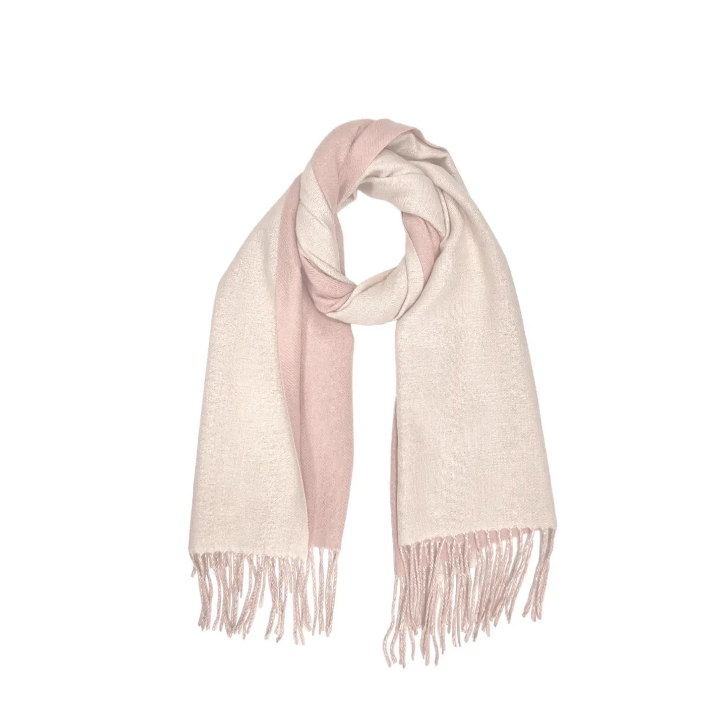 Reversible Two Tone Coloured Plain Cashmere Blend Scarf- Baby Pink