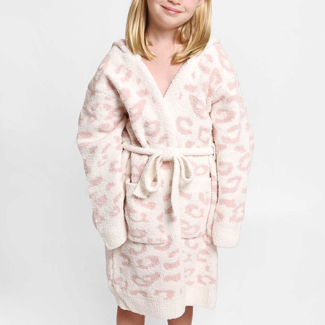 Tween  Leopard Print Luxury Soft Hooded Robe