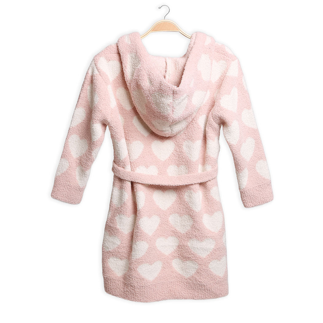 Children's HEART Print Luxury Soft Hooded Robe