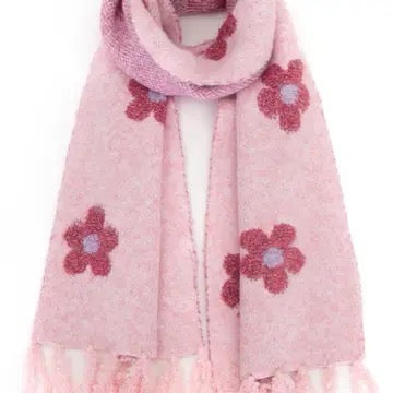 Daisy Pattern Scarf- Rose