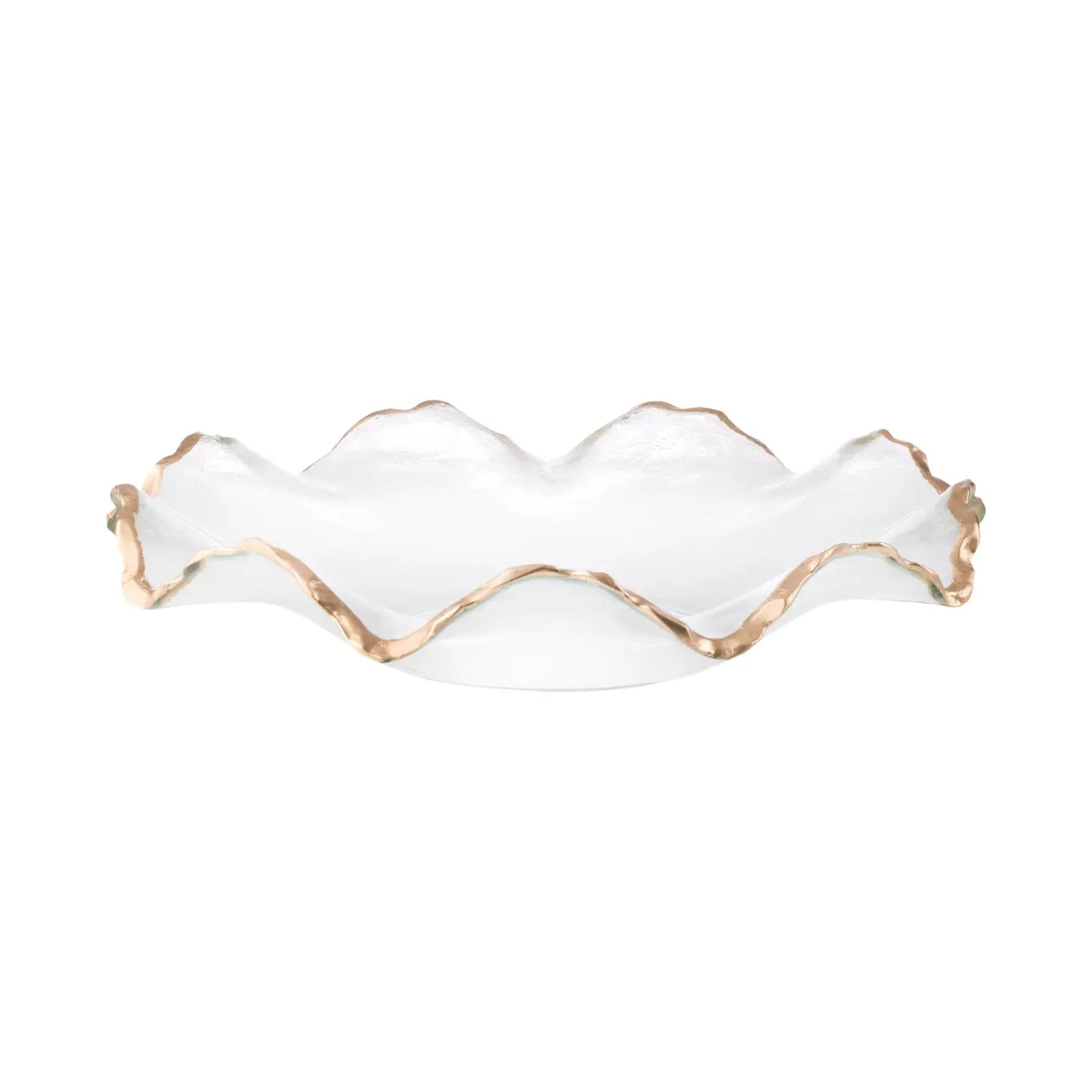 Glass Ruffle Bowl with Gold Edge