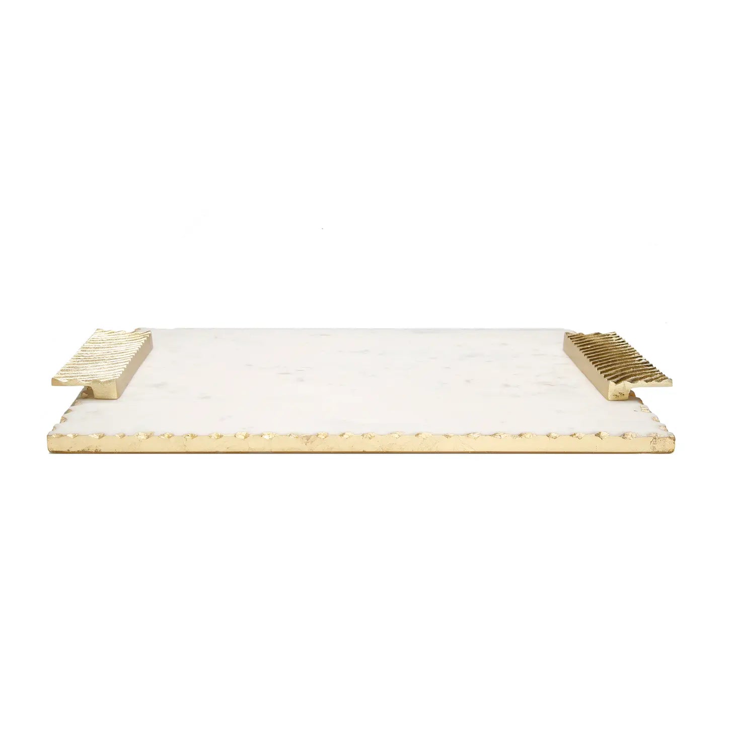 Marble Challah Tray with Decorative - Gold 16"