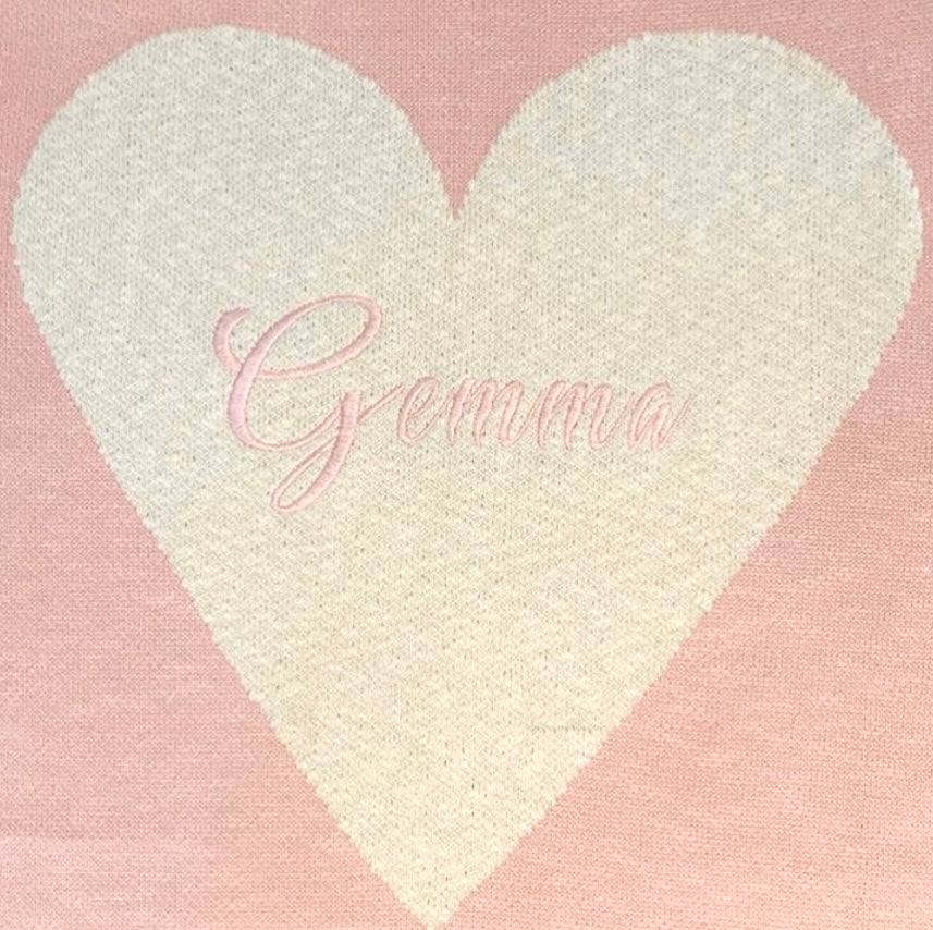 Personalized Blanket - Pink With Cream Heart