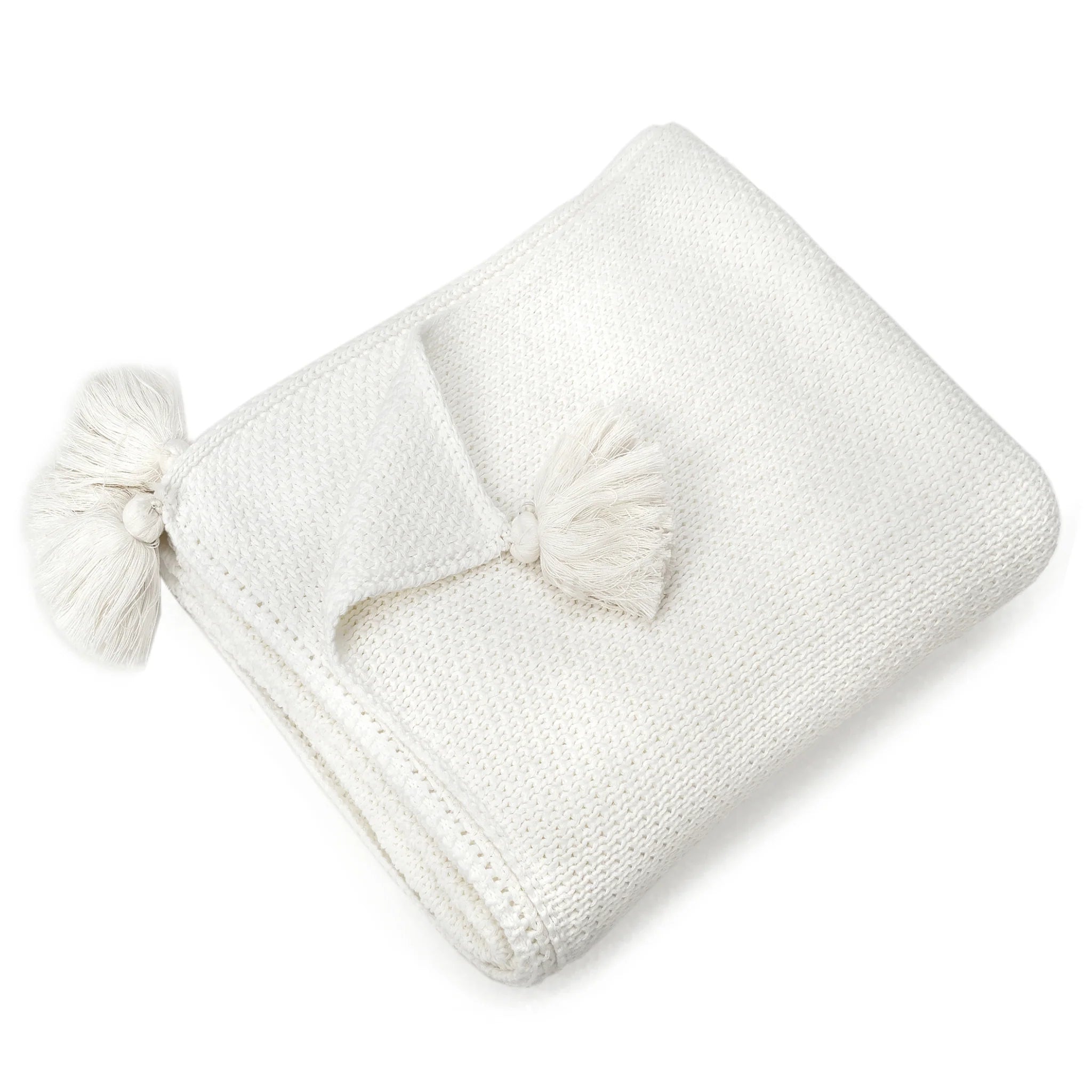 Jordan Tassel Throw - White