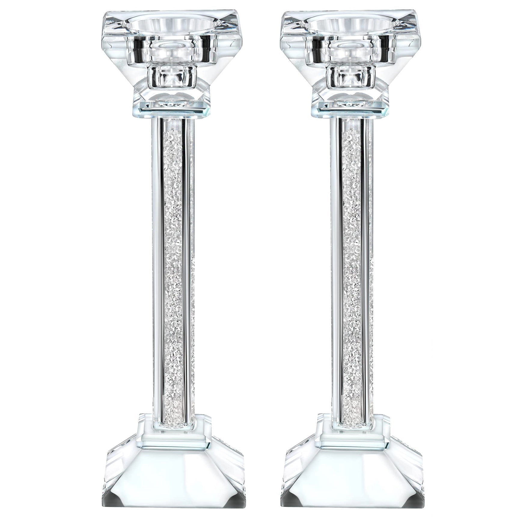 Crystal Candlesticks with Crushed Gemstones - Tall