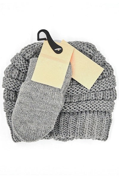 Baby Solid Ribbed Beanie and Mitten Glove