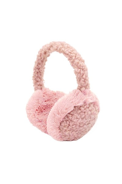 Cache-oreilles en fausse fourrure Sherpa pour enfants, rose