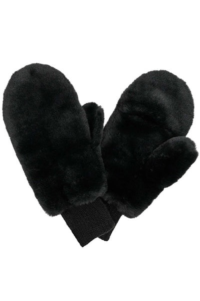 Black Faux Fur Mittens with Shepherd Lining