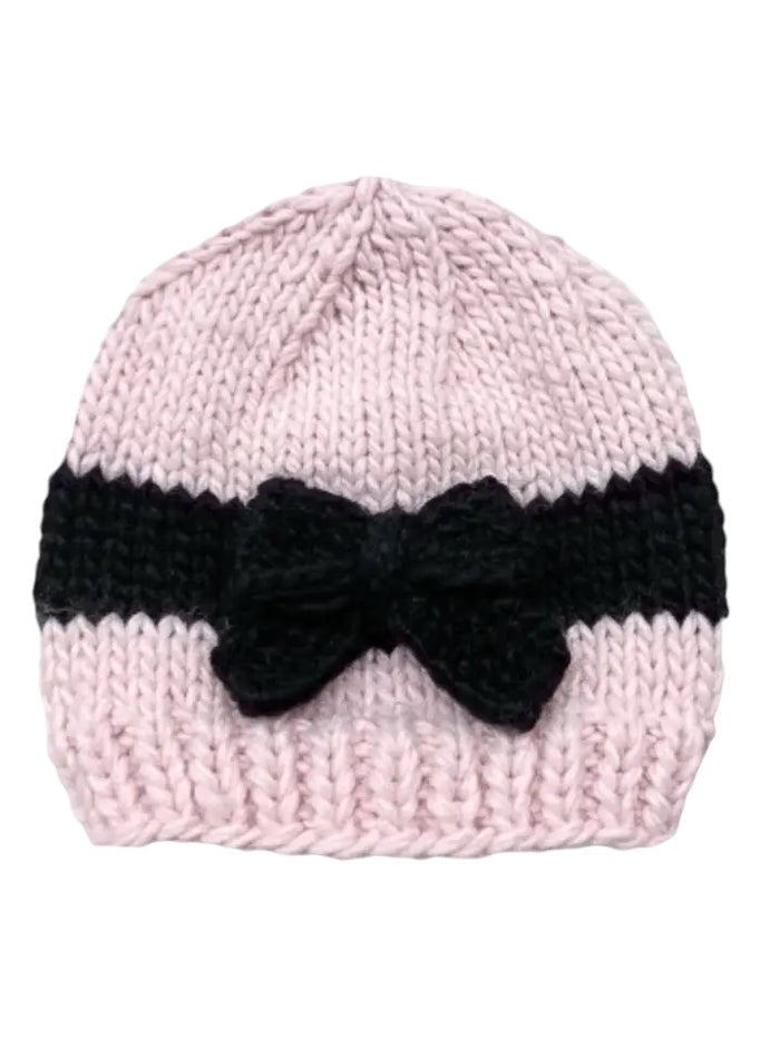 Pink and Black Baby Bow Hat