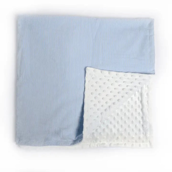 personalized Light Blue Seersucker Minky Dot Blanket